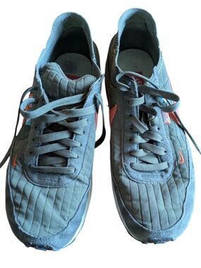 Nike Men's Olive Green Sneakers with Orange Swoosh